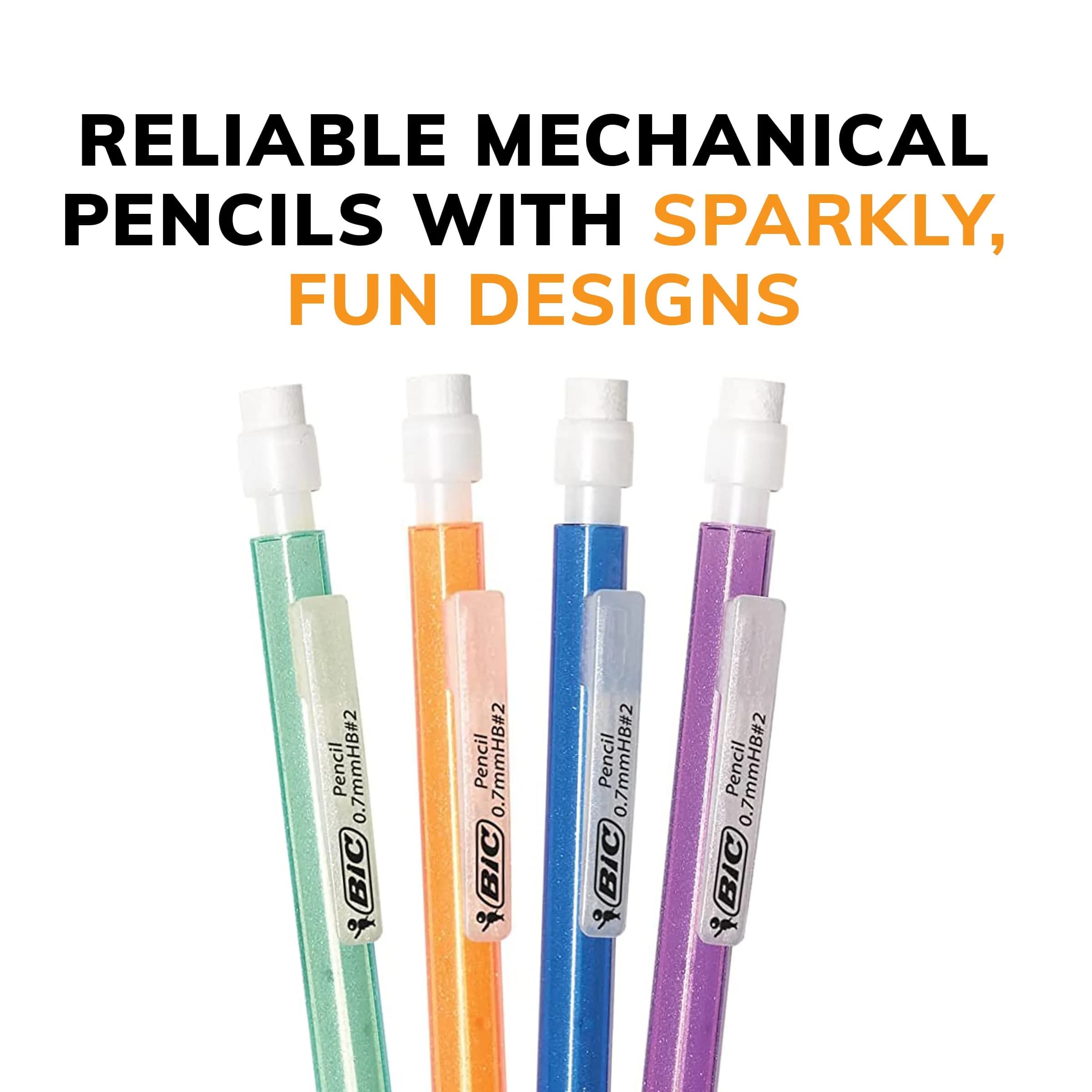 BIC Xtra-Sparkle No. 2 Mechanical Pencils With Erasers, Medium Point (0.7mm), 48 Count (2 x 24-Count Packs) | Smooth Writing, Erasable, Ideal for School & Office - view 5