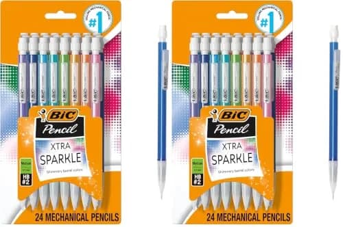 BIC Xtra-Sparkle No. 2 Mechanical Pencils With Erasers, Medium Point (0.7mm), 48 Count (2 x 24-Count Packs) | Smooth Writing, Erasable, Ideal for School & Office thumbnail 1