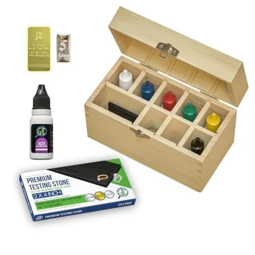 Gemtone Gold Silver Platinum Jewelry Testing Kit with 6 JSP Solutions & Test Bars | 10K-24K Purity Testing thumbnail 1