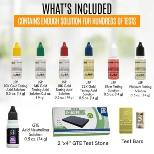 Gemtone Gold Silver Platinum Jewelry Testing Kit with 6 JSP Solutions & Test Bars | 10K-24K Purity Testing thumbnail 2