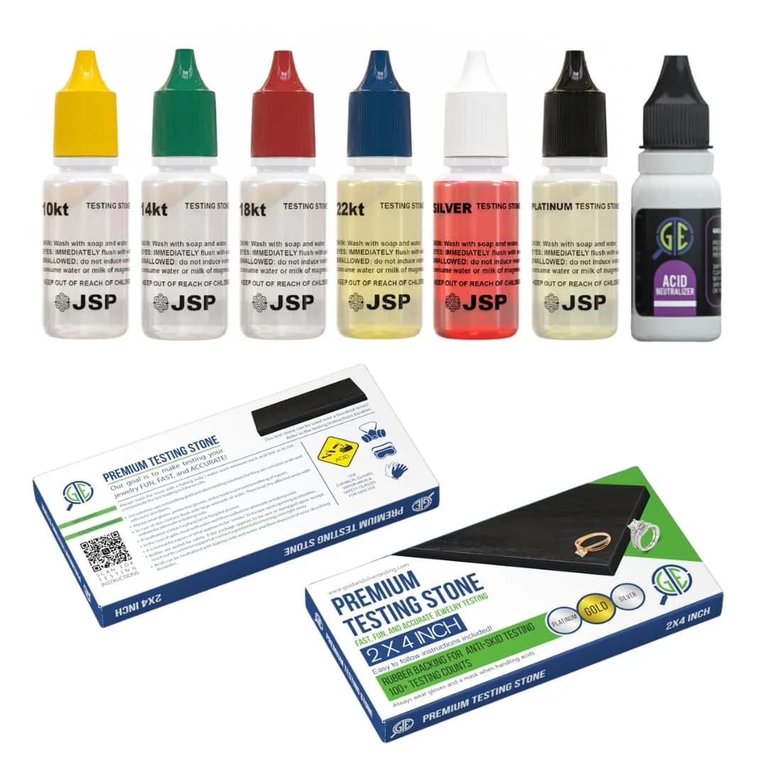 Gemtone Gold Silver Platinum Jewelry Testing Kit with 6 JSP Solutions & Test Bars | 10K-24K Purity Testing - view 3