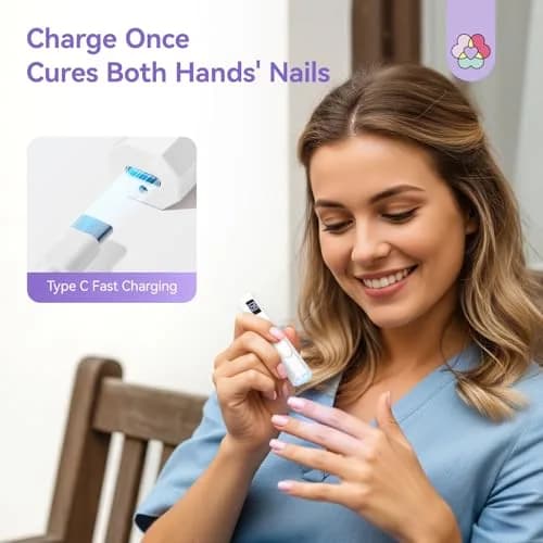 SAVILAND HandHeld UV Light for Nail Portable Rechargeable Nail Lamp Silver | Cures Gel Polish Fast & Evenly thumbnail 5