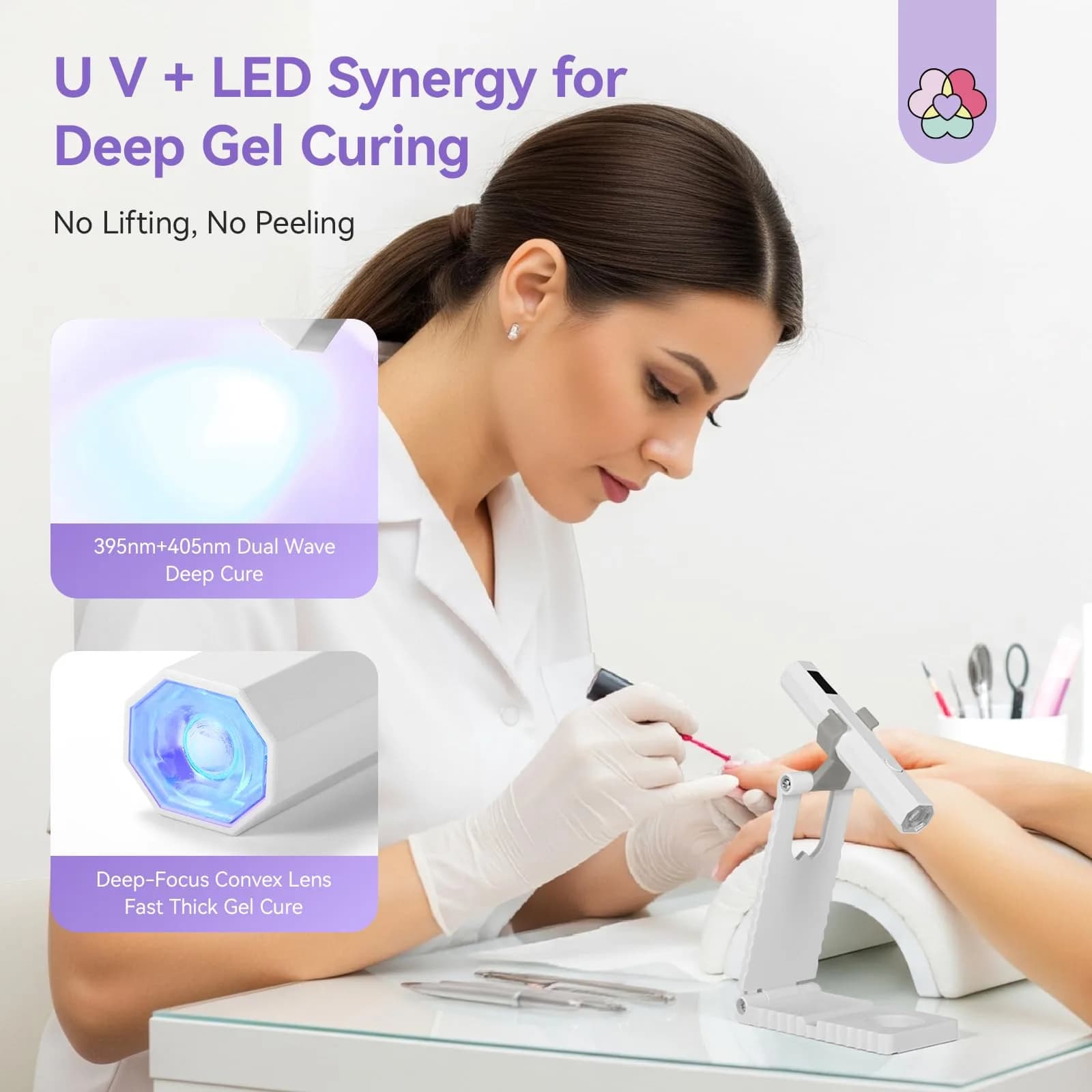SAVILAND HandHeld UV Light for Nail Portable Rechargeable Nail Lamp Silver | Cures Gel Polish Fast & Evenly - view 3