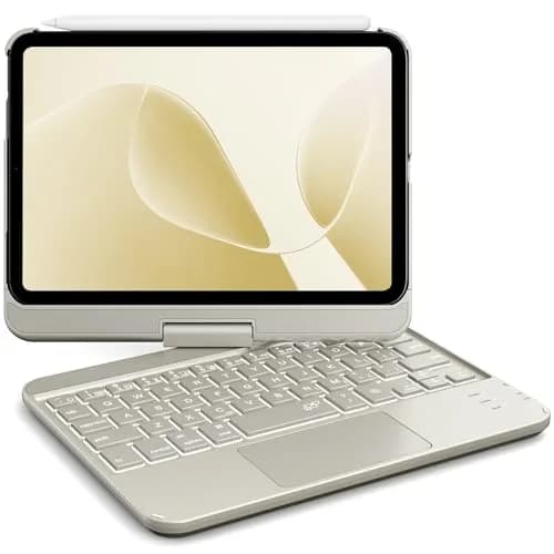GreenLaw 360° Rotating Keyboard Case for iPad mini 7 & Mini 6 | Touchpad & Backlit, Type-C Rechargeable, Starlight thumbnail 1