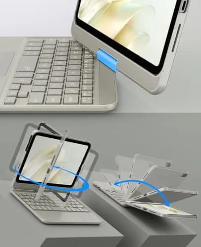 GreenLaw 360° Rotating Keyboard Case for iPad mini 7 & Mini 6 | Touchpad & Backlit, Type-C Rechargeable, Starlight thumbnail 3