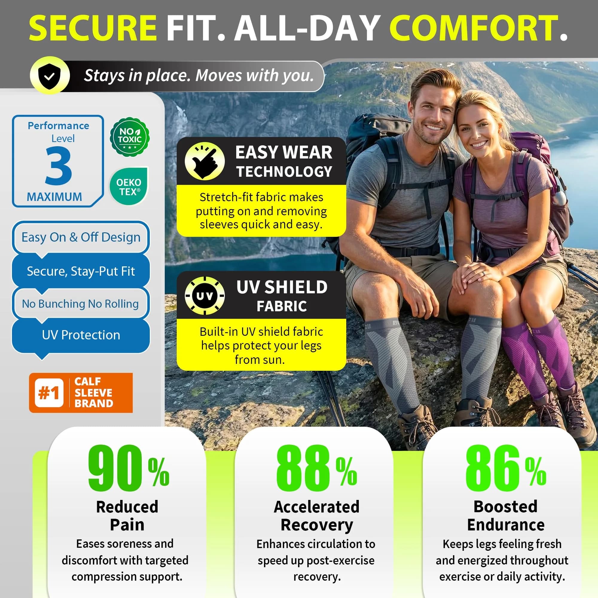 BLITZU Calf Compression Sleeves 3XL Gray | FDA Approved Medical Grade Support for Shin Splints & Varicose Veins - view 5