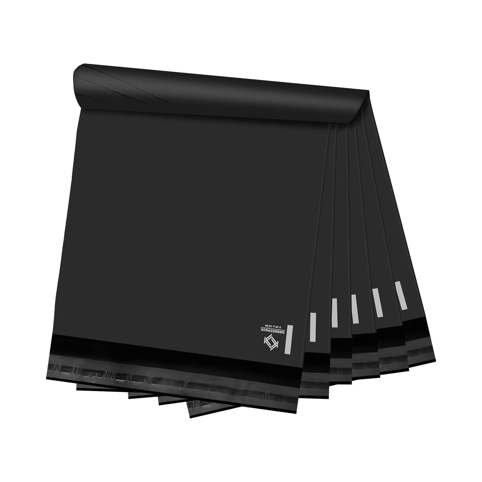 KKBESTPACK Black Poly Mailers 9x12 in (22.86cm x 30.48cm), 1000 Pcs | Bulk Shipping Envelopes for Clothing & Non-Fragile Items
