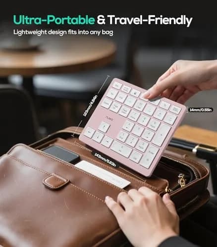 Nulea Wireless Number Pad Bluetooth 5.0 & 2.4G Numeric Keyboard Pink | 34-Key Portable Data Entry Keyboard thumbnail 6