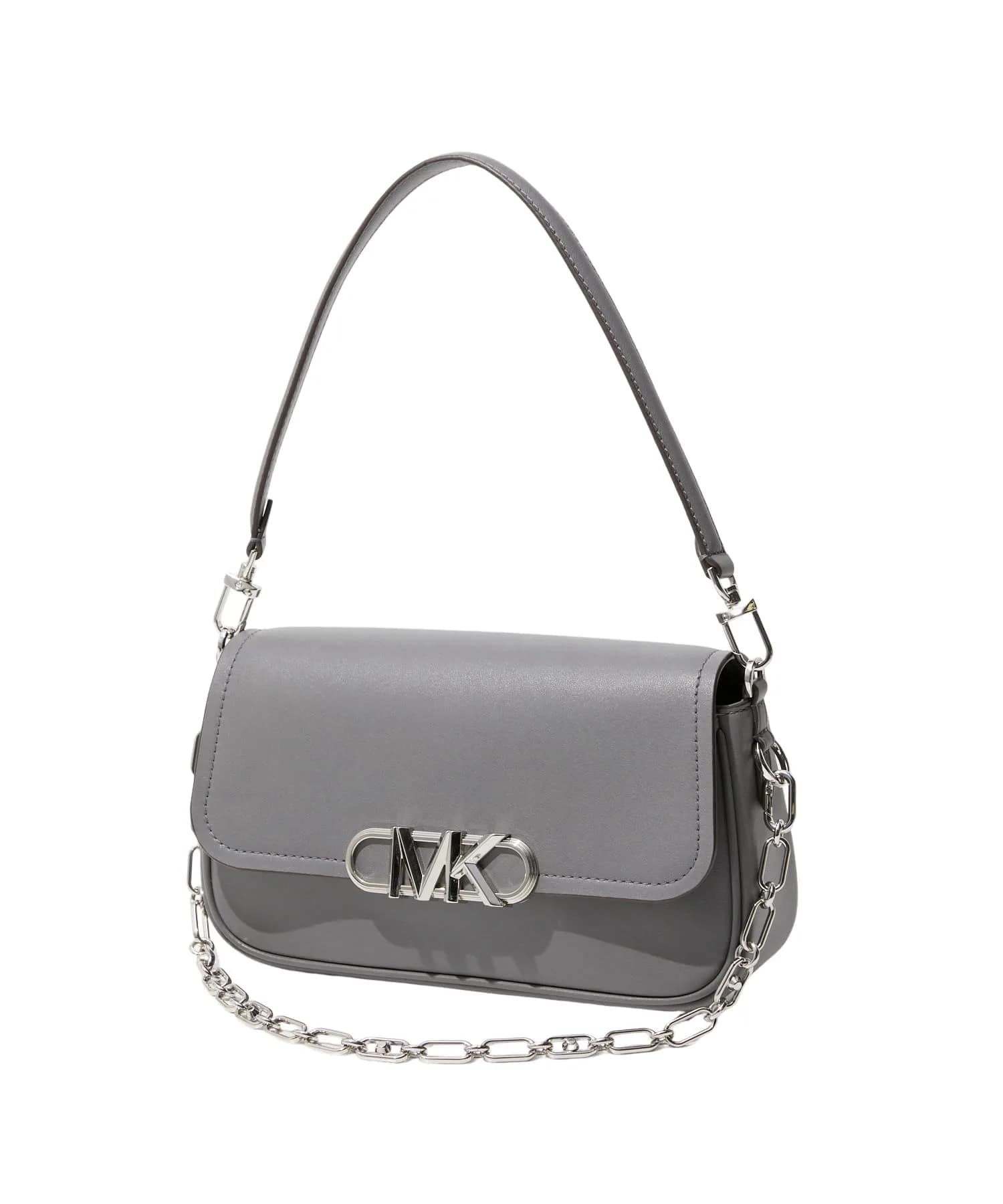 Michael Kors Shoulder Bag 30F2S7PC2L | Gray Leather Crossbody with Chain Strap — Gray