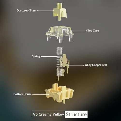 Akko V5 Creamy Yellow Mechanical Keyboard Switches (45pcs) | Linear, Lubed, 5-Pin, 60M Keystrokes thumbnail 4