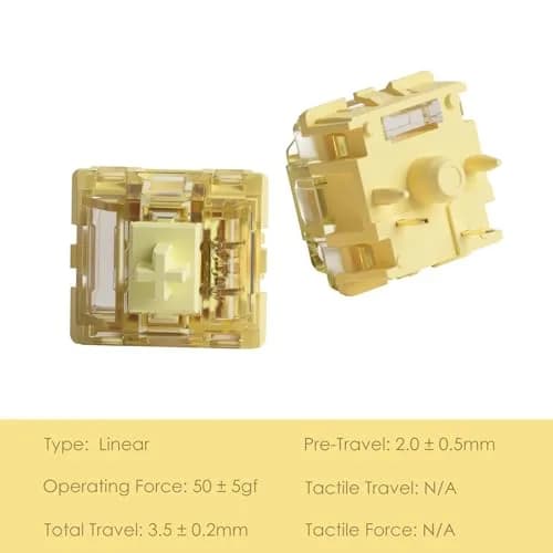 Akko V5 Creamy Yellow Mechanical Keyboard Switches (45pcs) | Linear, Lubed, 5-Pin, 60M Keystrokes thumbnail 2