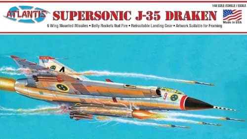 Atlantis Model 1/48 Saab J-35 Draken Supersonic Fighter Plane | Plastic Model Kit for Airplane Enthusiasts thumbnail 1