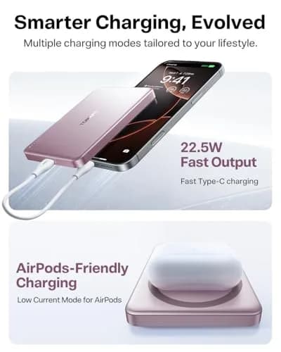 TORRAS MiniMag Power Bank 10,000mAh | Ultra-Slim Magnetic Portable Charger with Fast Wireless & Wired Charging thumbnail 6