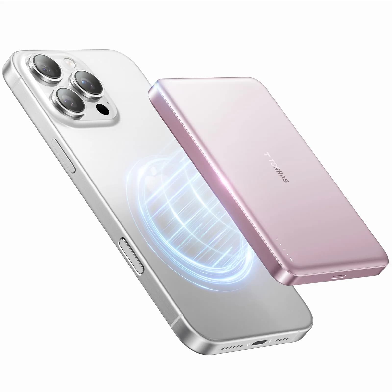 TORRAS MiniMag Power Bank 10,000mAh | Ultra-Slim Magnetic Portable Charger with Fast Wireless & Wired Charging — Dawn Rose