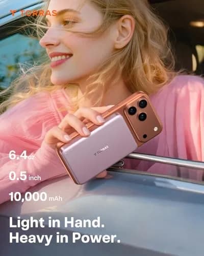 TORRAS MiniMag Power Bank 10,000mAh | Ultra-Slim Magnetic Portable Charger with Fast Wireless & Wired Charging thumbnail 4