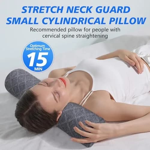 Cozyhealth Cervical Roll Pillow Medium Soft Memory Foam Neck Support for Sleeping, Bed, Yoga (Grey, 3.9"H) thumbnail 4