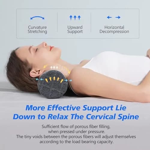 Cozyhealth Cervical Roll Pillow Medium Soft Memory Foam Neck Support for Sleeping, Bed, Yoga (Grey, 3.9"H) thumbnail 6