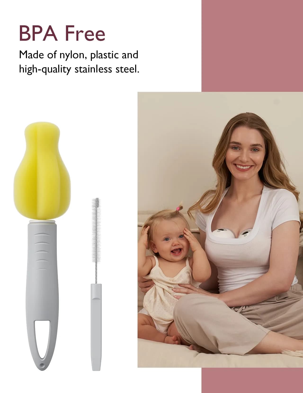 Momcozy M5 Cleaning Brush & Accessories Kit for Wearable Breast Pumps | Soft Silicone & Sponge Bristles - view 3