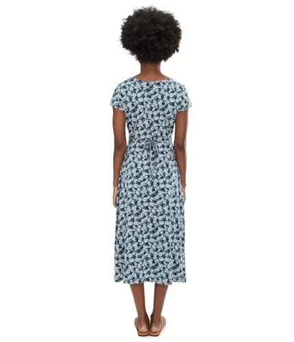 Toad&Co Rose Midi Short Sleeve Dress Pacific Blue Print | Flattering A-line, Odor Control, Adjustable Waist thumbnail 4