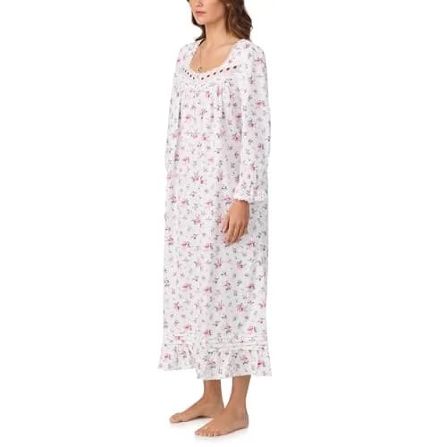 Eileen West Cotton Flannel Nightgown for Women | 50" Long Sleeve, Vintage Floral Design, Relaxed Fit thumbnail 3