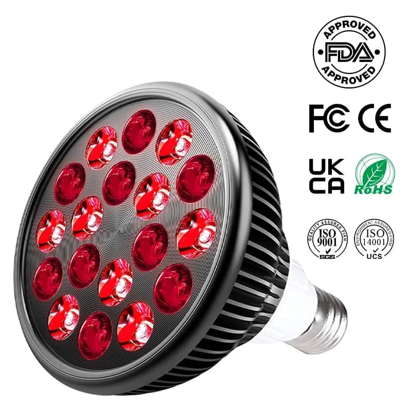 Zarbaha Red & Near Infrared Light Therapy Bulb – 18 LEDs with 660nm, 810nm, 850nm, 940nm Wavelengths – Wellness Light for Skin & Body – Aluminum Shell, E26 Socket thumbnail 4