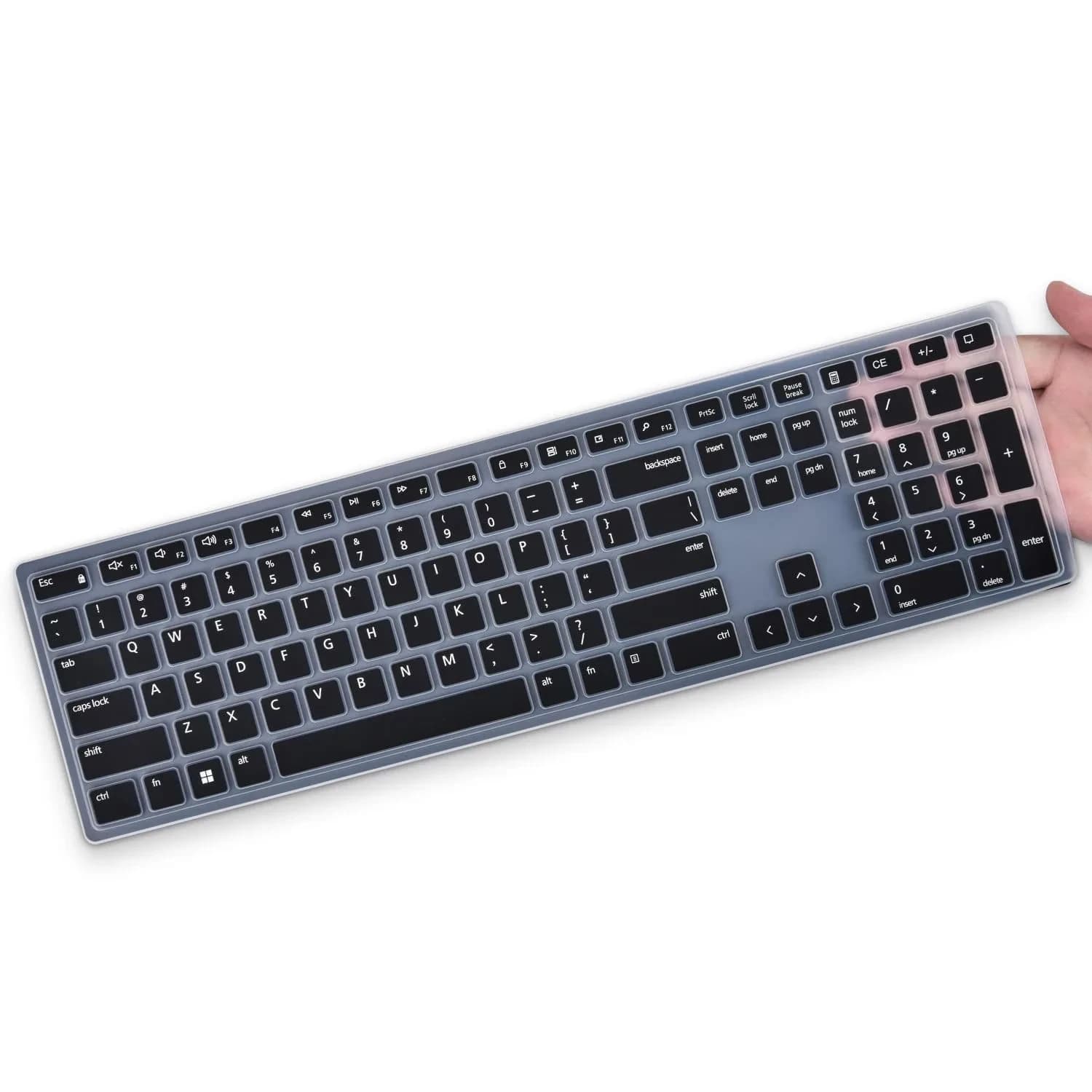 DAMMOMKO Black Silicone Keyboard Cover Skin for Dell KM5221W KM7321W KM520 KM720 — Black
