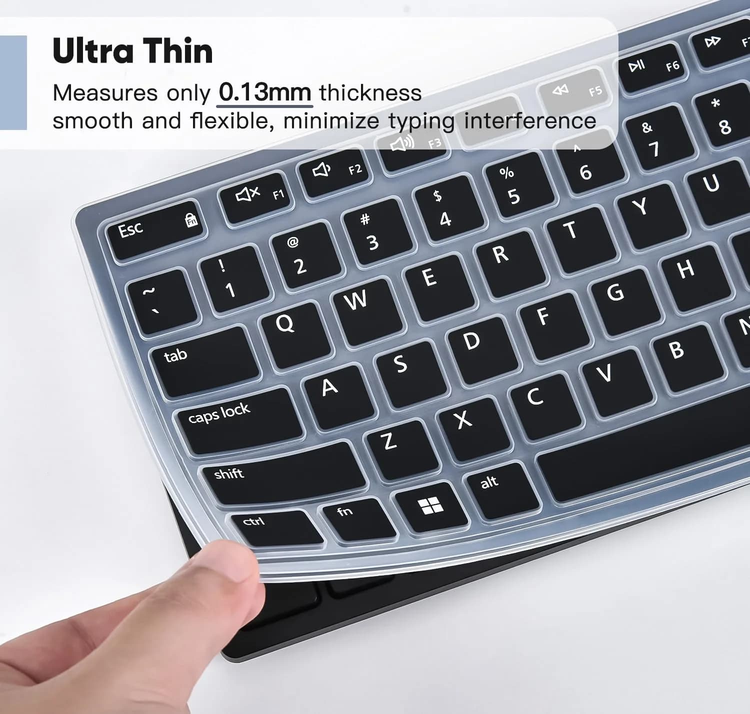 DAMMOMKO Black Silicone Keyboard Cover Skin for Dell KM5221W KM7321W KM520 KM720 - view 5