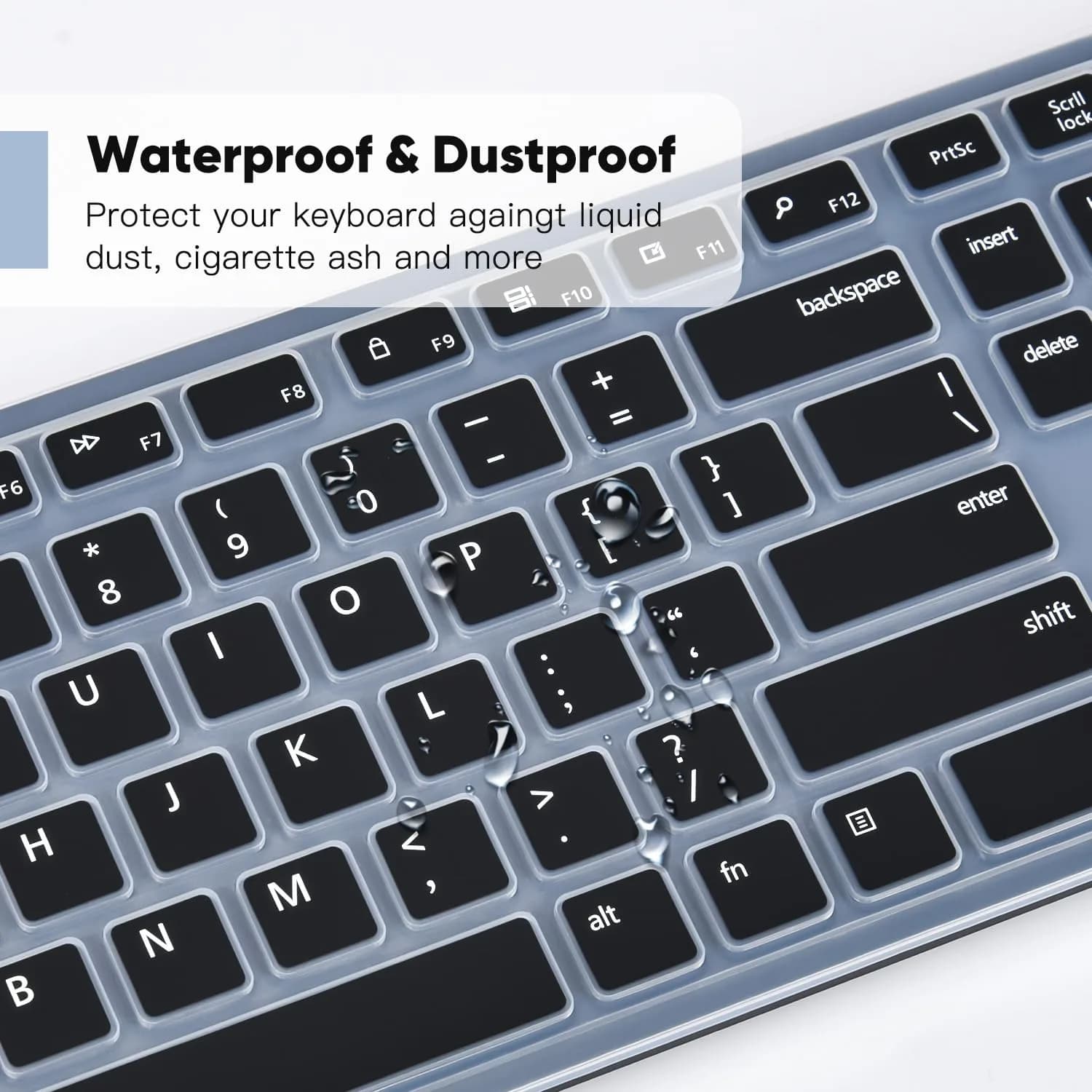 DAMMOMKO Black Silicone Keyboard Cover Skin for Dell KM5221W KM7321W KM520 KM720 - view 7