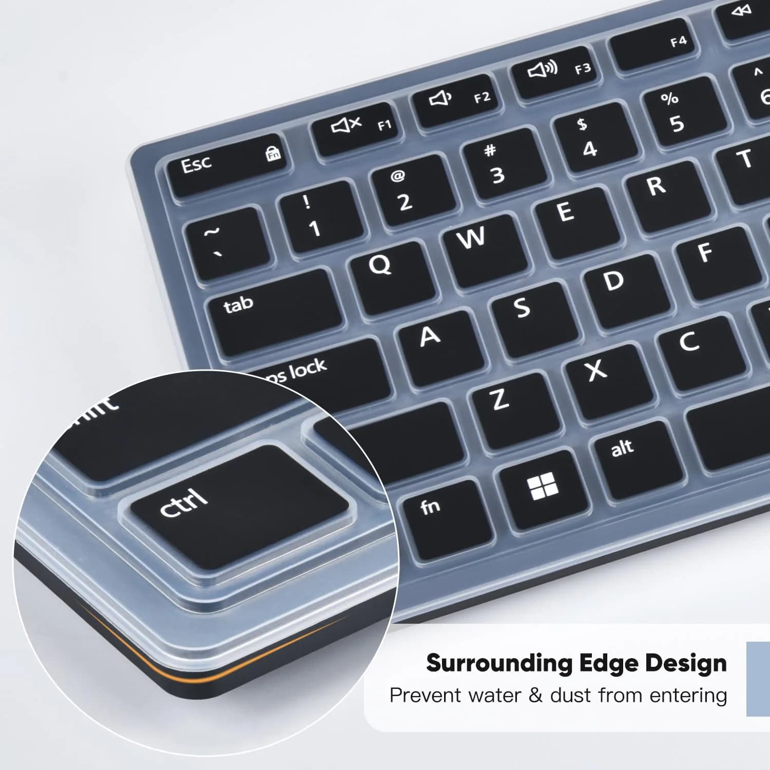 DAMMOMKO Black Silicone Keyboard Cover Skin for Dell KM5221W KM7321W KM520 KM720 - view 3