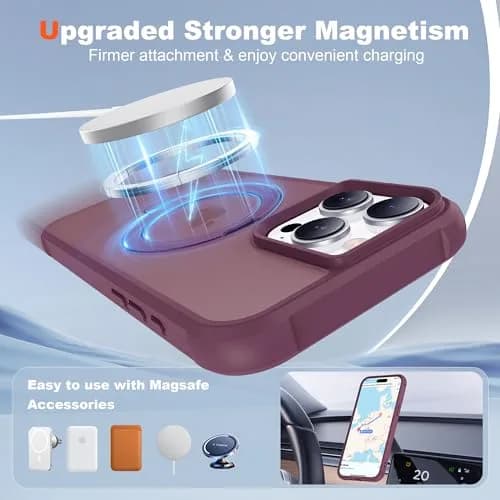 UGENINO Case for iPhone 15 Pro 6.1" | Magnetic 360° Spin Stand, Shockproof, Wine Red thumbnail 5