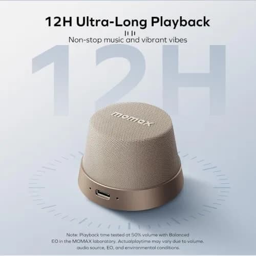 Momax Magnetic Portable Wireless Speaker 40mm | Waterproof, 12H Play, Enhanced Bass thumbnail 4