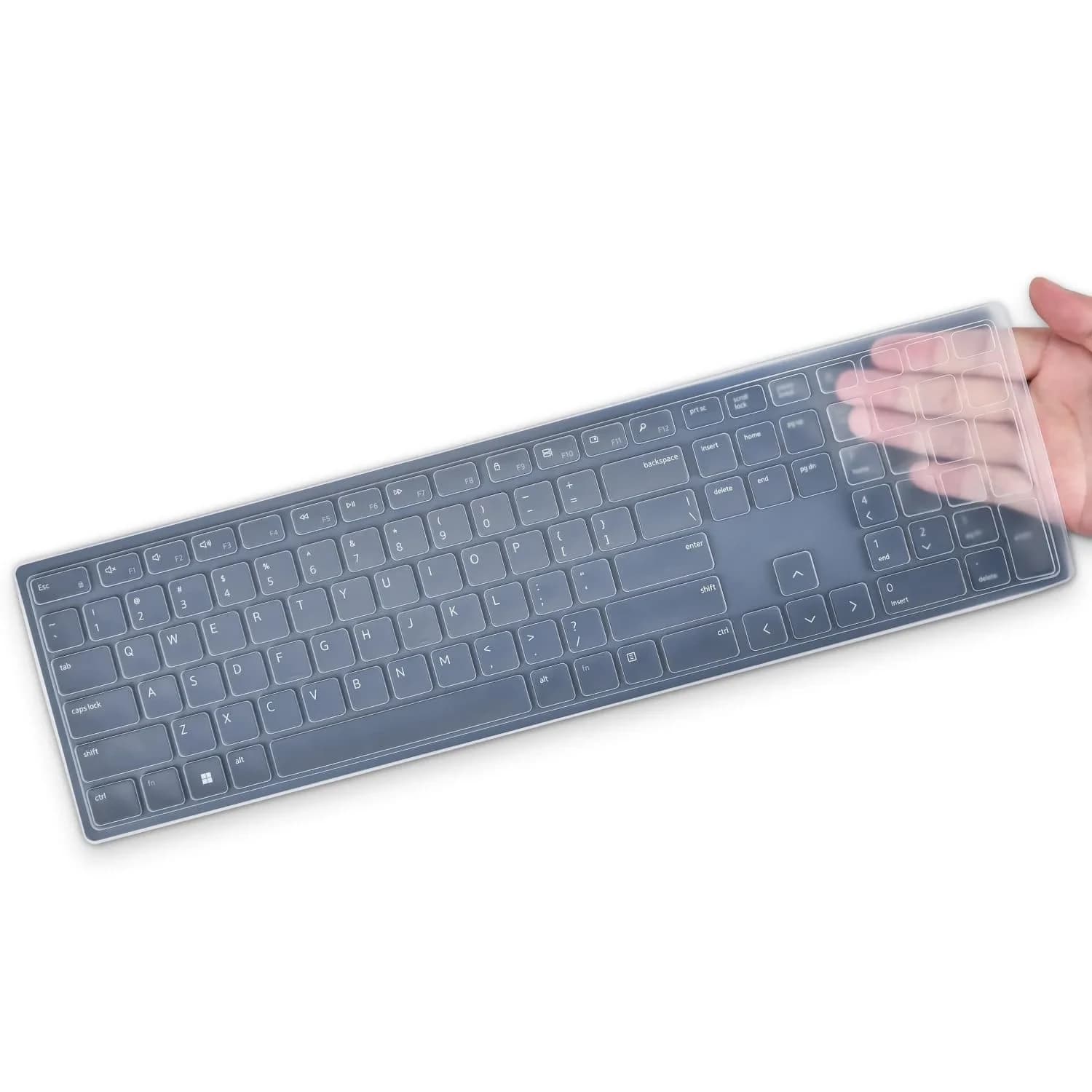 DAMMOMKO Black Silicone Keyboard Cover Skin for Dell KM5221W KM7321W KM520 KM720 — Clear