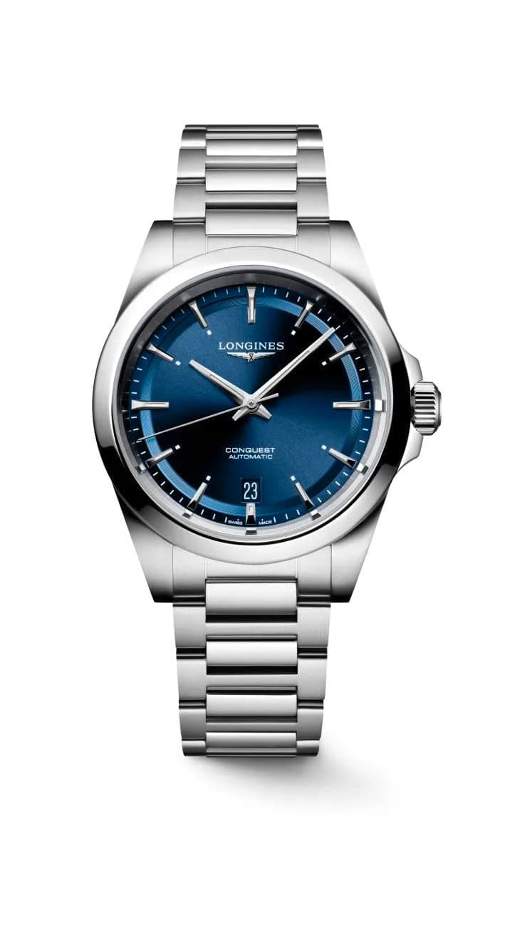 Longines Conquest Automatic Watch 38MM | Swiss Luxury Sport Elegance, Silver Sunray Blue Dial