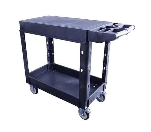 HIGOOD Heavy Duty Plastic Utility Cart 39.57 x 16.73 in | Supports 500 lbs, Flat Top, Black thumbnail 1