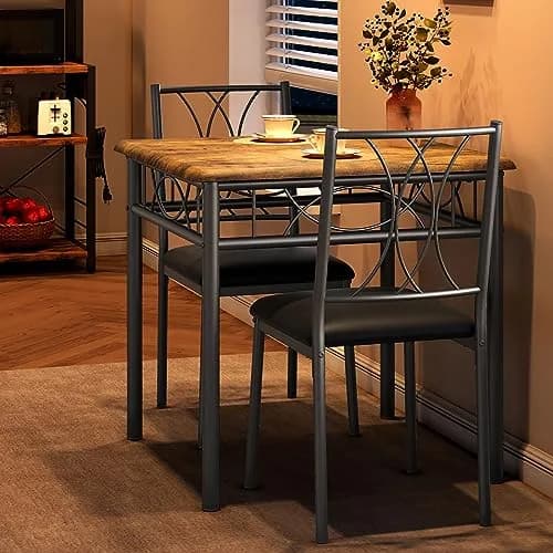 SLEKVERSA Dining Table Set for 2 | Space Saving, Sturdy MDF & Upholstered Chairs thumbnail 4