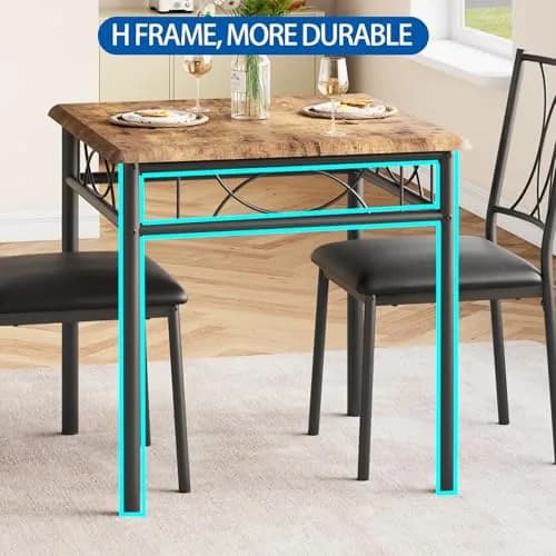 SLEKVERSA Dining Table Set for 2 | Space Saving, Sturdy MDF & Upholstered Chairs thumbnail 6