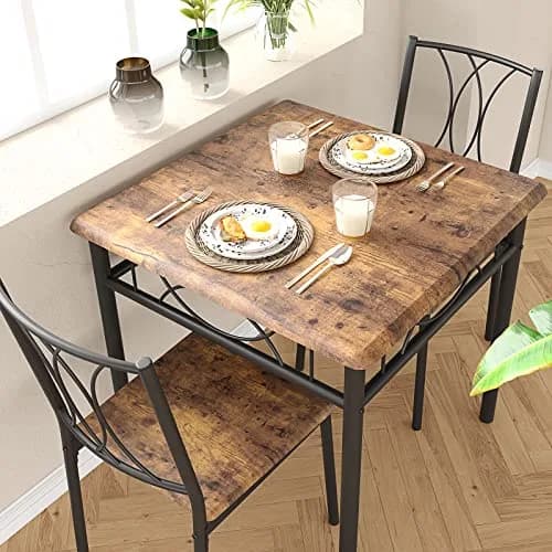 SLEKVERSA Dining Table Set for 2 | Space Saving, Wood, Retro Brown thumbnail 1