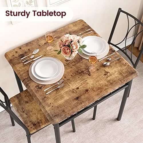 SLEKVERSA Dining Table Set for 2 | Space Saving, Wood, Retro Brown thumbnail 6