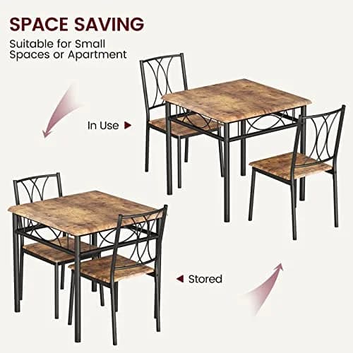 SLEKVERSA Dining Table Set for 2 | Space Saving, Wood, Retro Brown thumbnail 7