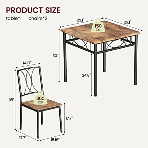 SLEKVERSA Dining Table Set for 2 | Space Saving, Wood, Retro Brown thumbnail 2