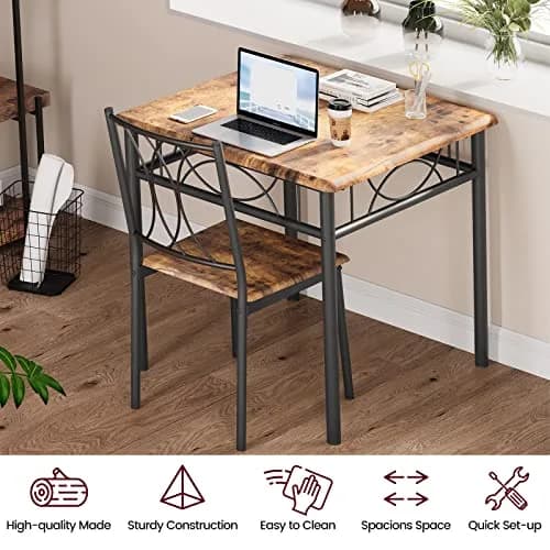 SLEKVERSA Dining Table Set for 2 | Space Saving, Wood, Retro Brown thumbnail 3