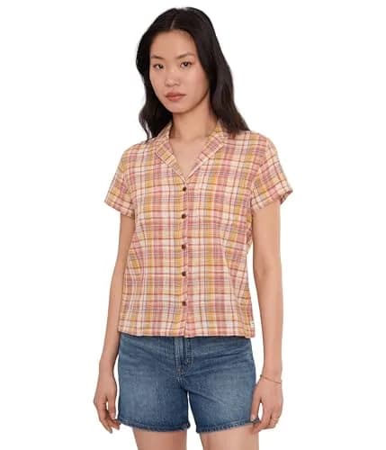 Toad&Co Womens Camp Cove Shirt Gold Pattern | Casual Organic Cotton Blouse (XS, One Size) thumbnail 1