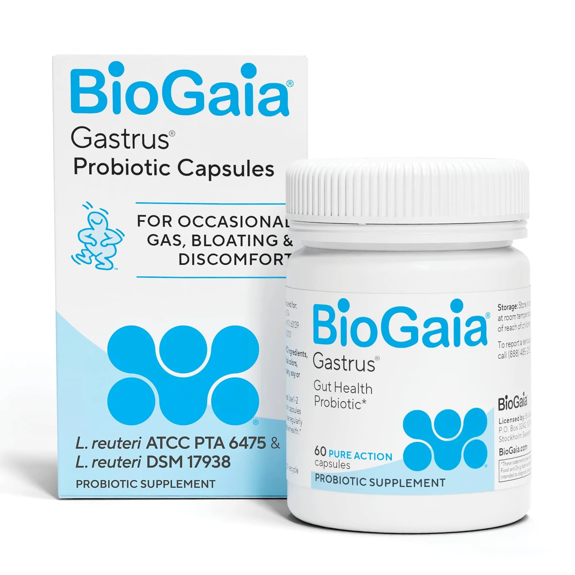 BioGaia Gastrus Probiotic Capsules | 60 Count (Pack of 1) | Mandarin Mint Flavor - main product image