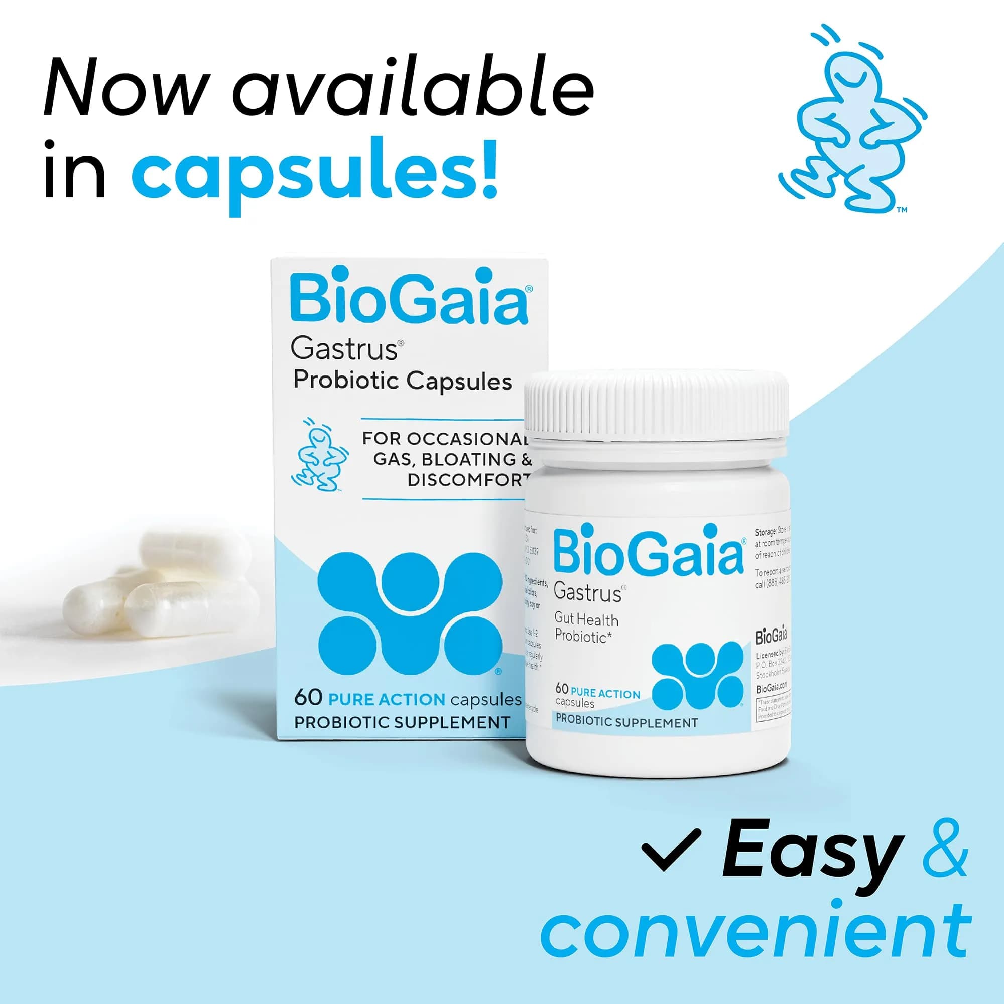 BioGaia Gastrus Probiotic Capsules | 60 Count (Pack of 1) | Mandarin Mint Flavor - view 2