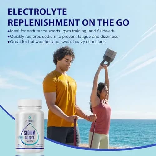 STIOR Sodium Chloride Tablets 1000mg | Electrolyte Support for Hydration & Muscle Function (70-120 chars) thumbnail 4