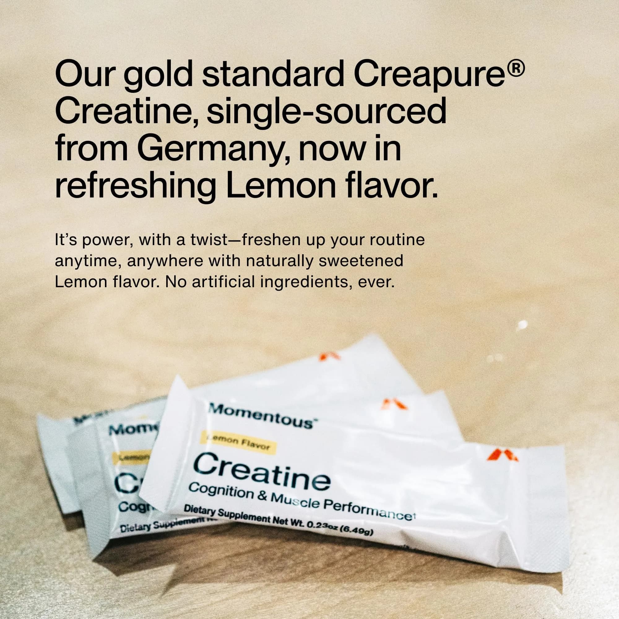 Momentous Lemon Creatine Monohydrate Powder - 6.49 g per Serving (15 Servings) | NSF Certified for Sport - view 3