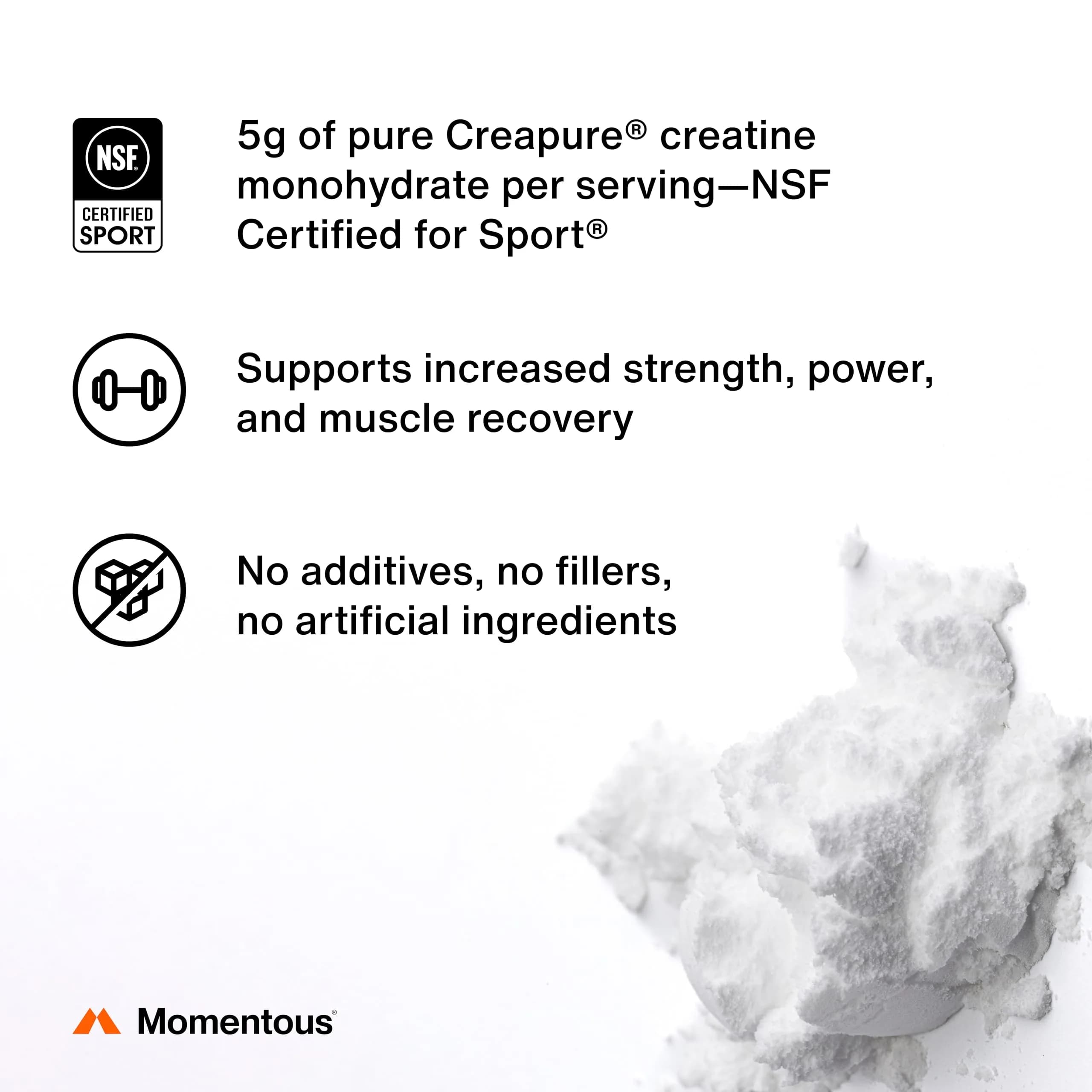 Momentous Lemon Creatine Monohydrate Powder - 6.49 g per Serving (15 Servings) | NSF Certified for Sport - view 5