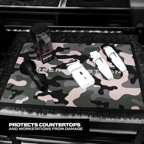 Barber Strong The Barber Mat 19" x 13" Camo | Non-Slip Heat-Resistant Workstation Mat for Clippers & Tools thumbnail 3