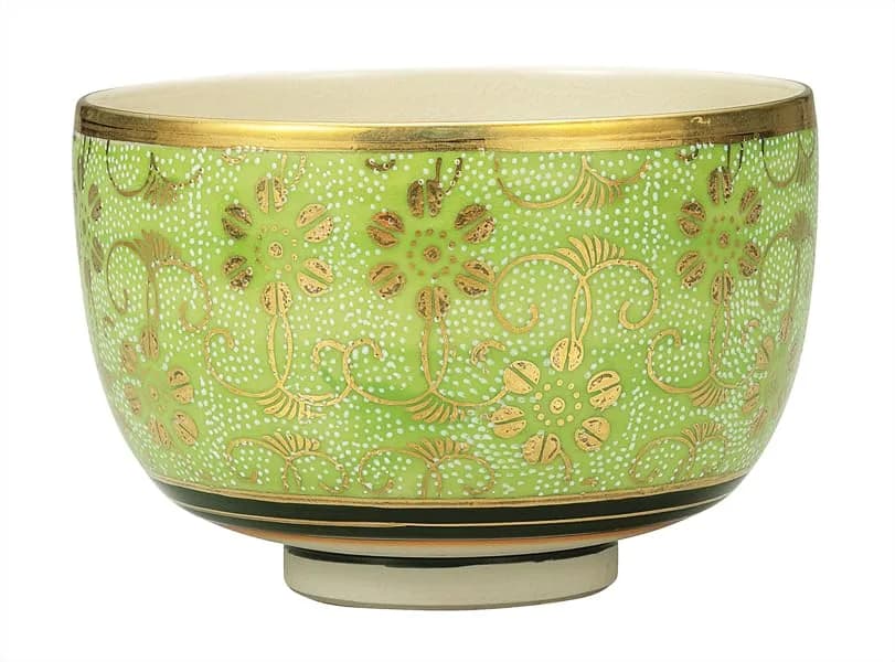 九谷焼いわたや(Kutaniyakiiwataya) Matcha Bowl, White Grain Porcelain | 12 x 7.5 in | Art & Tea Accessory thumbnail 1