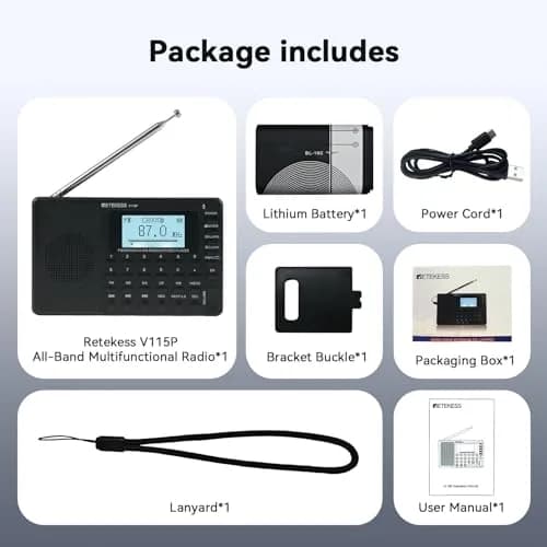 Retekess V115P Portable Shortwave Radio, Rechargeable AM FM SW WB Radio, 192g (0.42 lb) | Digital Tuning & Voice Recorder thumbnail 8